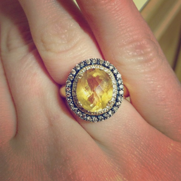Citrine & diamond 14k gold ring