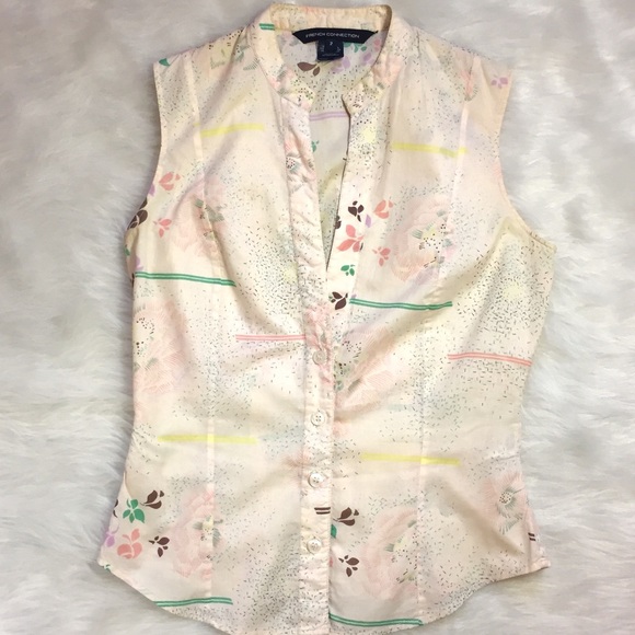 French Connection Pastel Floral Sleeveless Blouse
