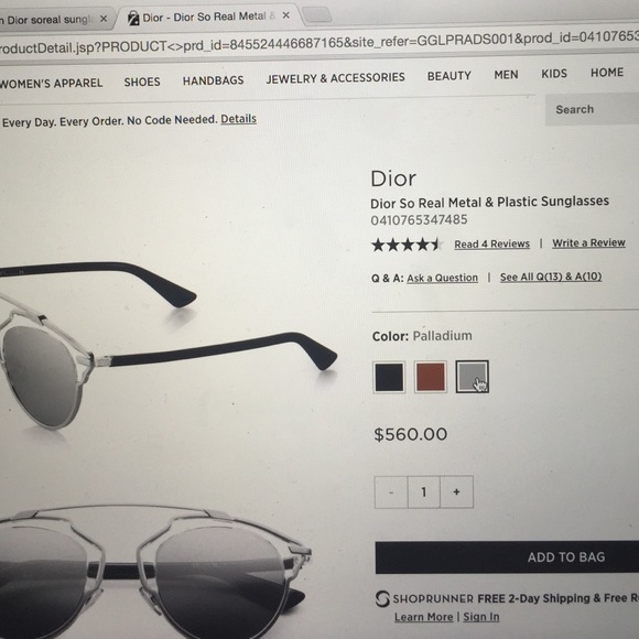 Dior So Real metal and plastic sunglasses
