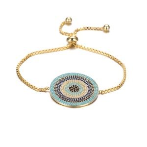 Cubic zirconia adjustable pull string bracelet