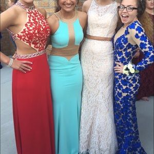 🚫SOLD🚫 Blue/Nude Long Sleeve Prom Dress