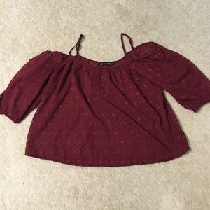 Red off the shoulder House of Harlow top