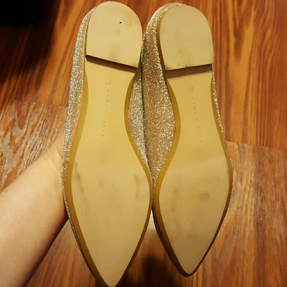 Zara Gold Glitter Ballet Flats - Picture 2 of 3