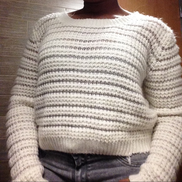 White knitted sweater