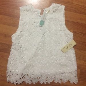 Stitch fix white lace overlay top