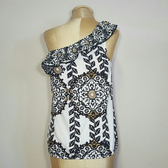 Full Tilt Floral BOHO Ruffle One-Shoulder Top - Picture 3 of 5