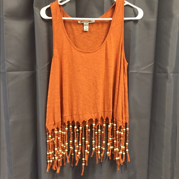 Tank top with fringed bead details