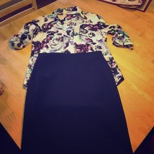 Navy blue pencil skirt