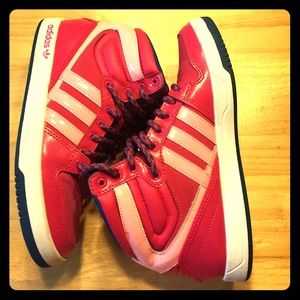 Adidas pink and blue sneakers