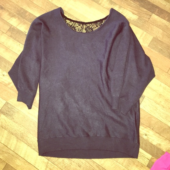 Dark gray sweater with back lace detail