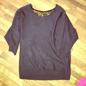 Dark gray sweater with back lace detail