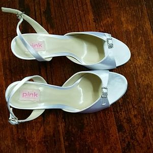 White open toe heels