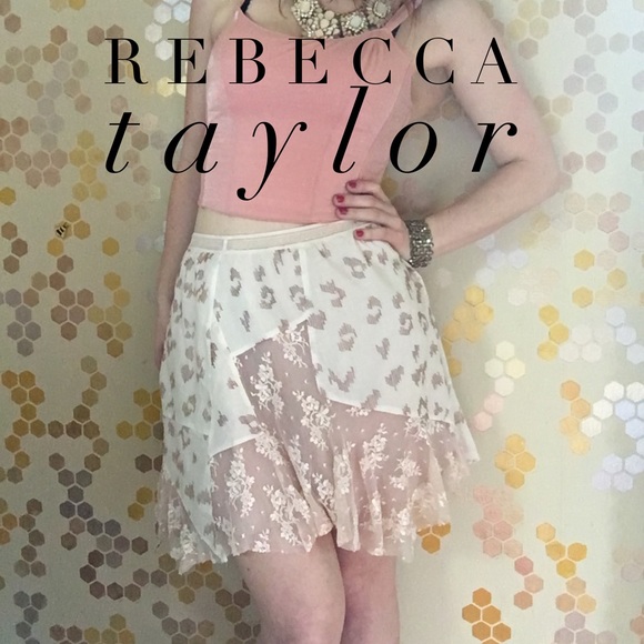 Rebecca Taylor Leopard and Lace Skirt