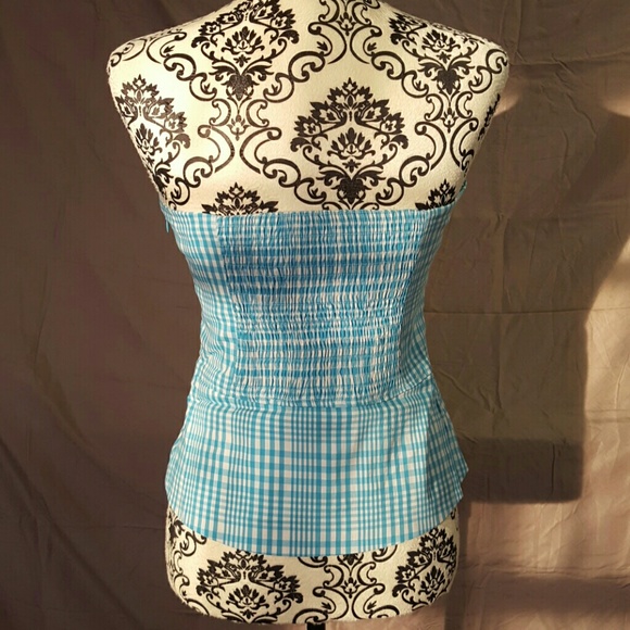 💥FLASH SALE💥Blue Checkered Pinup Corset Top - Picture 3 of 3