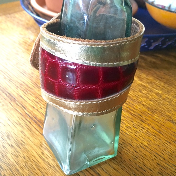 Gold & faux snake skin patent leather bracelet