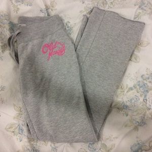 Grey sweats with pink logo