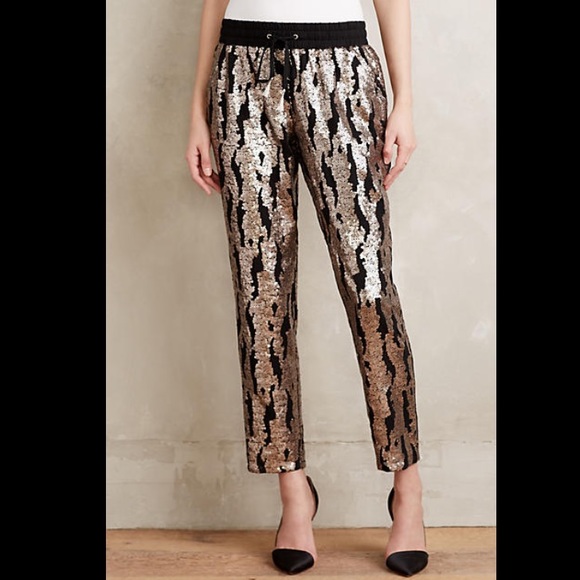 Last 1! Anthropologie Sequined joggers - Picture 2 of 4