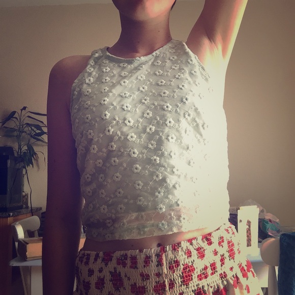Lace light blue crop top