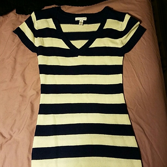 Blue and white sweater dress