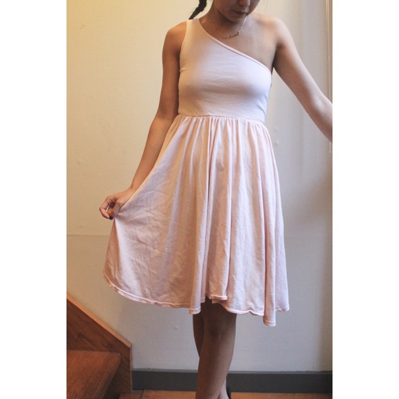 SOLD American Apparel Ballet pink one sleeve dress