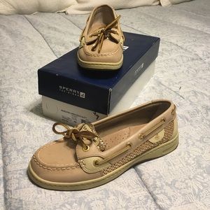 Sperry top-siders in angelfish linen/gold glitter
