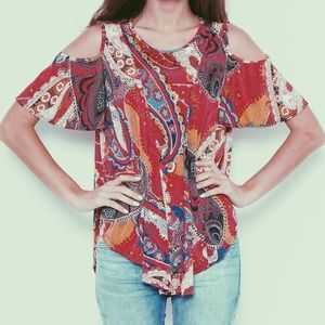 Magenta Paisley/Floral Printed Top