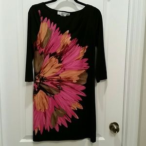 Black Dress with Pink Flower