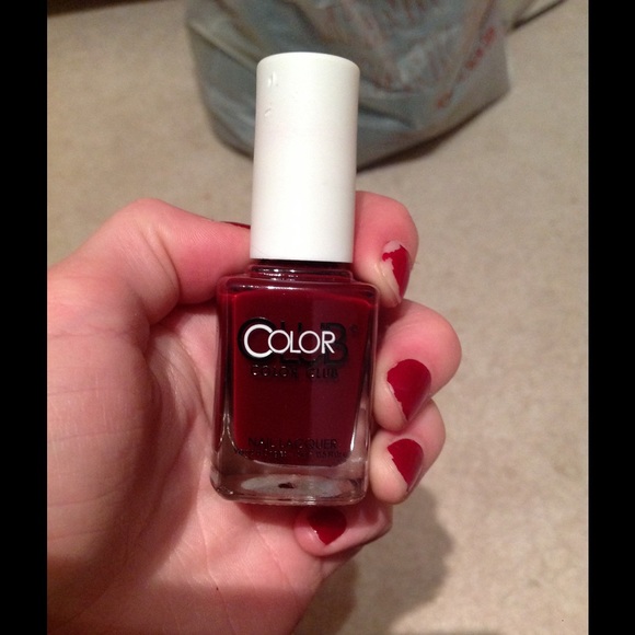 Dark red nail polish