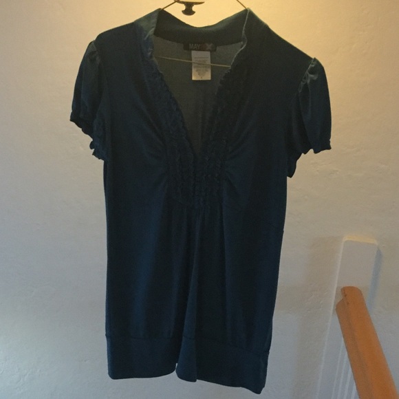 Cute teal  shirt with sexy v- neckline