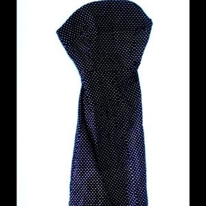 Strapless black and white dotted dress.