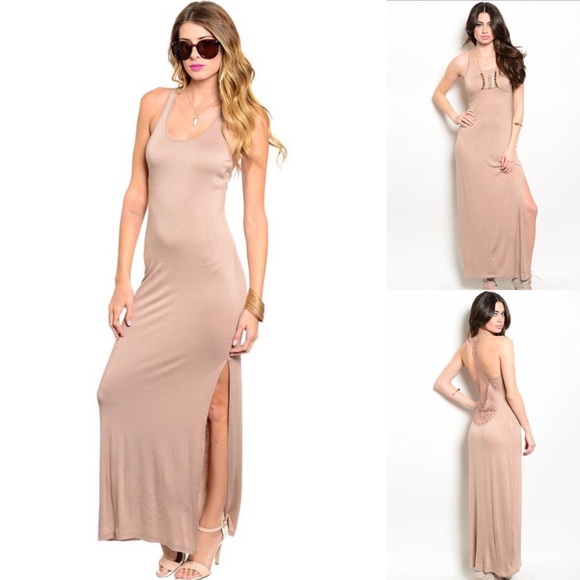 Boutique Dresses & Skirts - 🎉CLEARANCE🎉Mocha Crochet Back Tank Maxi Dress