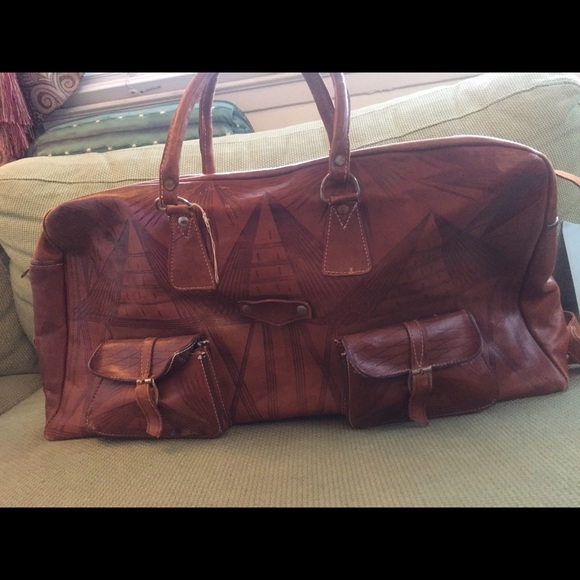 Overnight leather bag travelers vintage