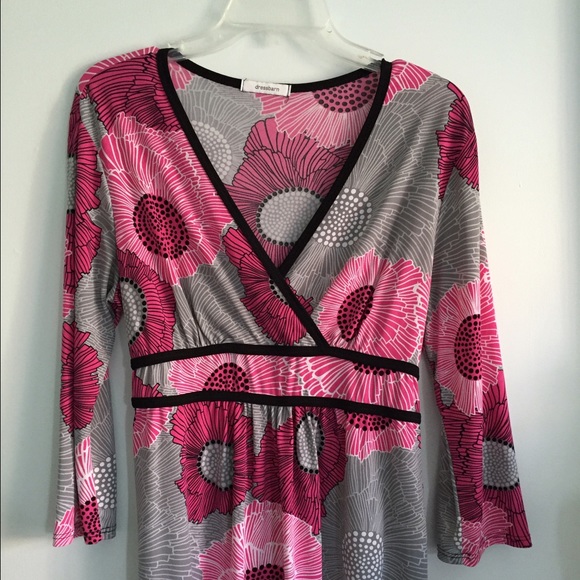 Pink and Gray Empire Waist top