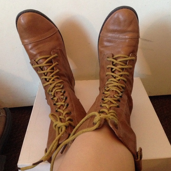Brown combat boots