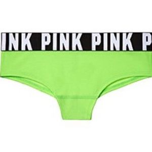 VS PINK Logo Cheekster Panty in Neon Green
