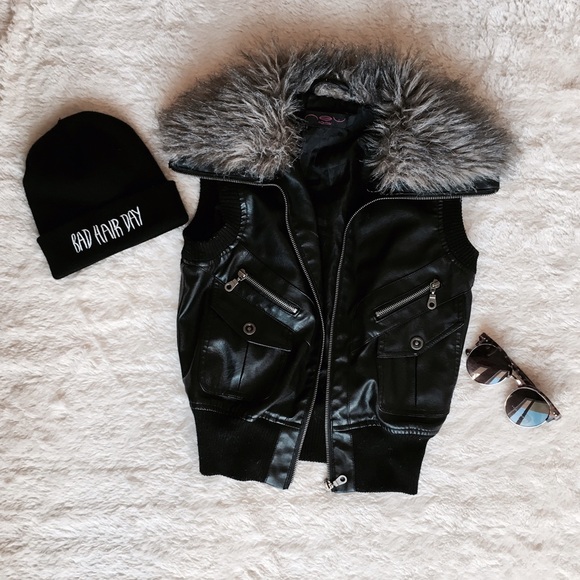 Vest Leather jacket with fur