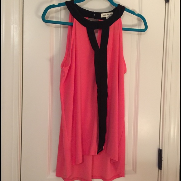 Coral and black sleeveless top