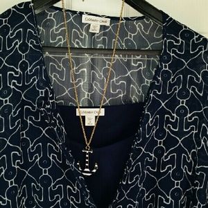 Sheer blouse 3/4 length sleeves