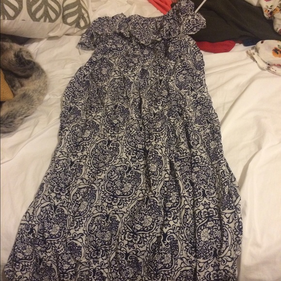 New, navy blue and white paisley print maxi