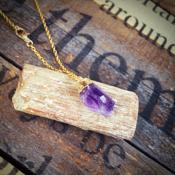 Amethyst Necklace (24 Karat Gold plated)