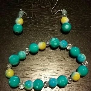 Handmade bracelet and earring set