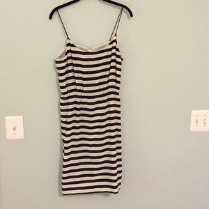 J. Crew Stripe Blouson Silk Crepe de Chine Dress