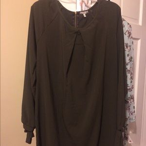 New olive green dress. Long sleeve, ties on end!