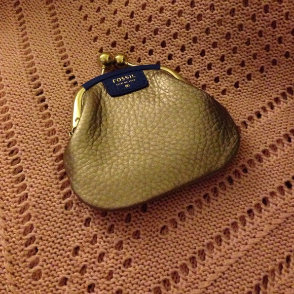 Gold Stars Leather Fossil Coin Purse (LIKE NEW)