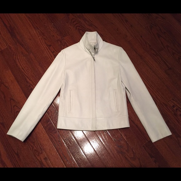 WHITE genuine leather moto motorcycle jacket XS/S