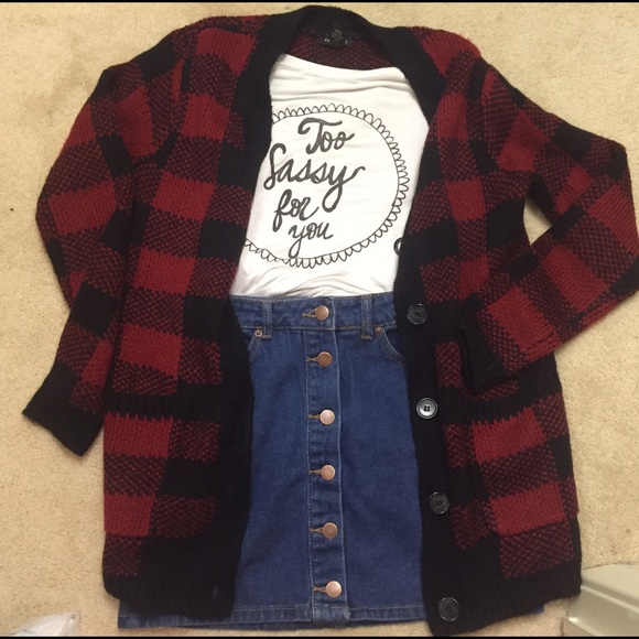 Plaid Tartan Oversized Cardigan