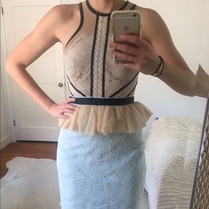 Three floor (self portrait) lace/pleather dress