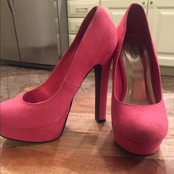 Hot pink platform heels