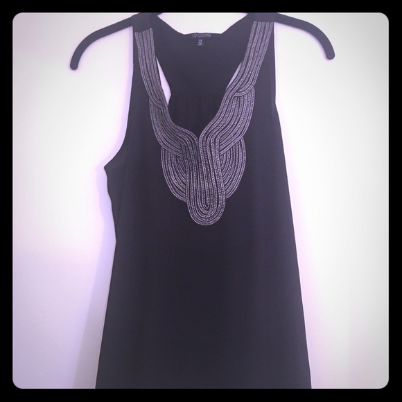 NEW Black Silk top w/ Silver stitching - Sz. XS