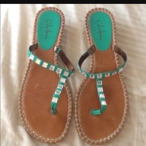 SOLD****Cole Haan emerald thong sandals
